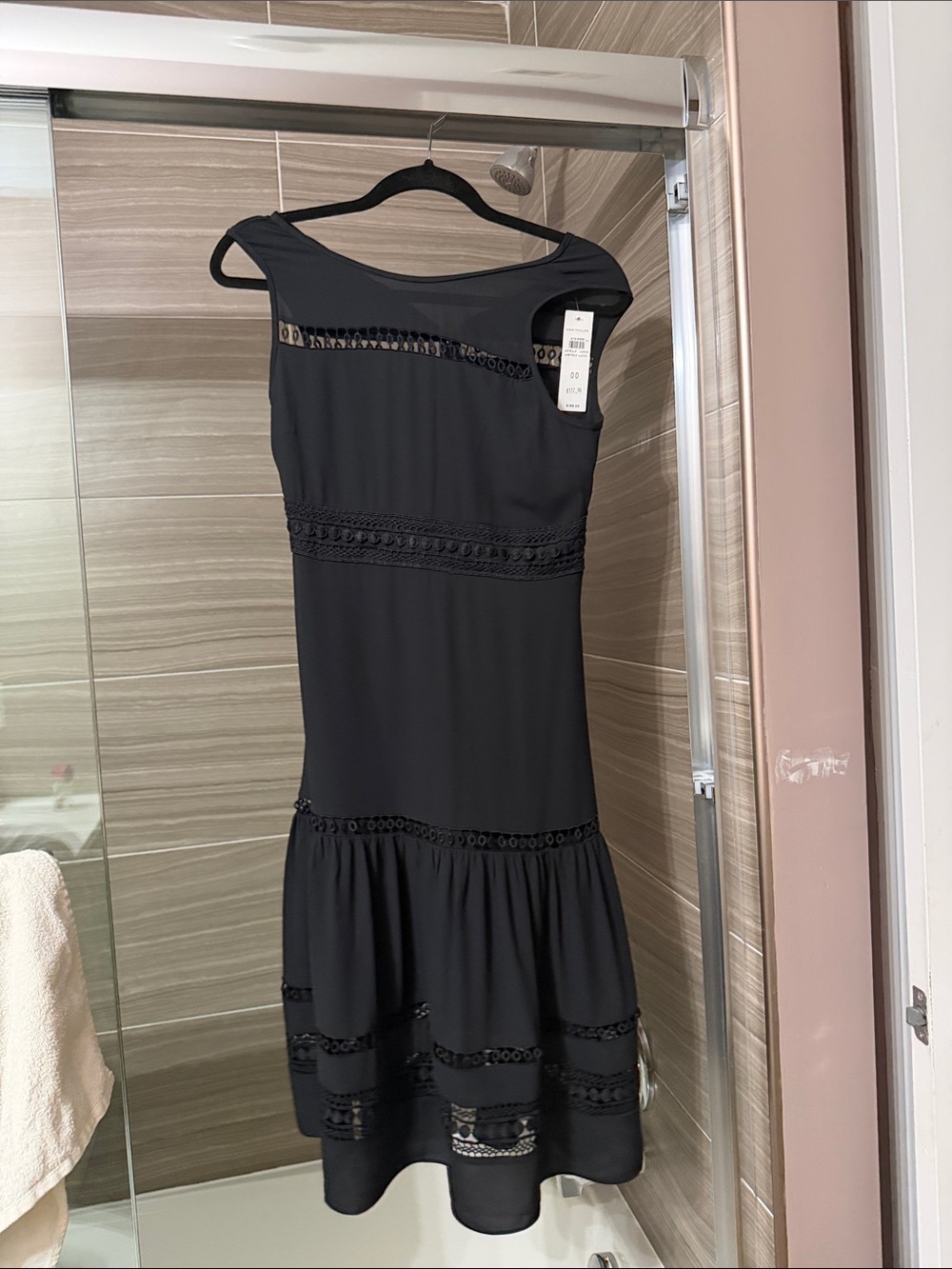 Ann Taylor black  Lace-Trim Fit & Flare Dress - Women's